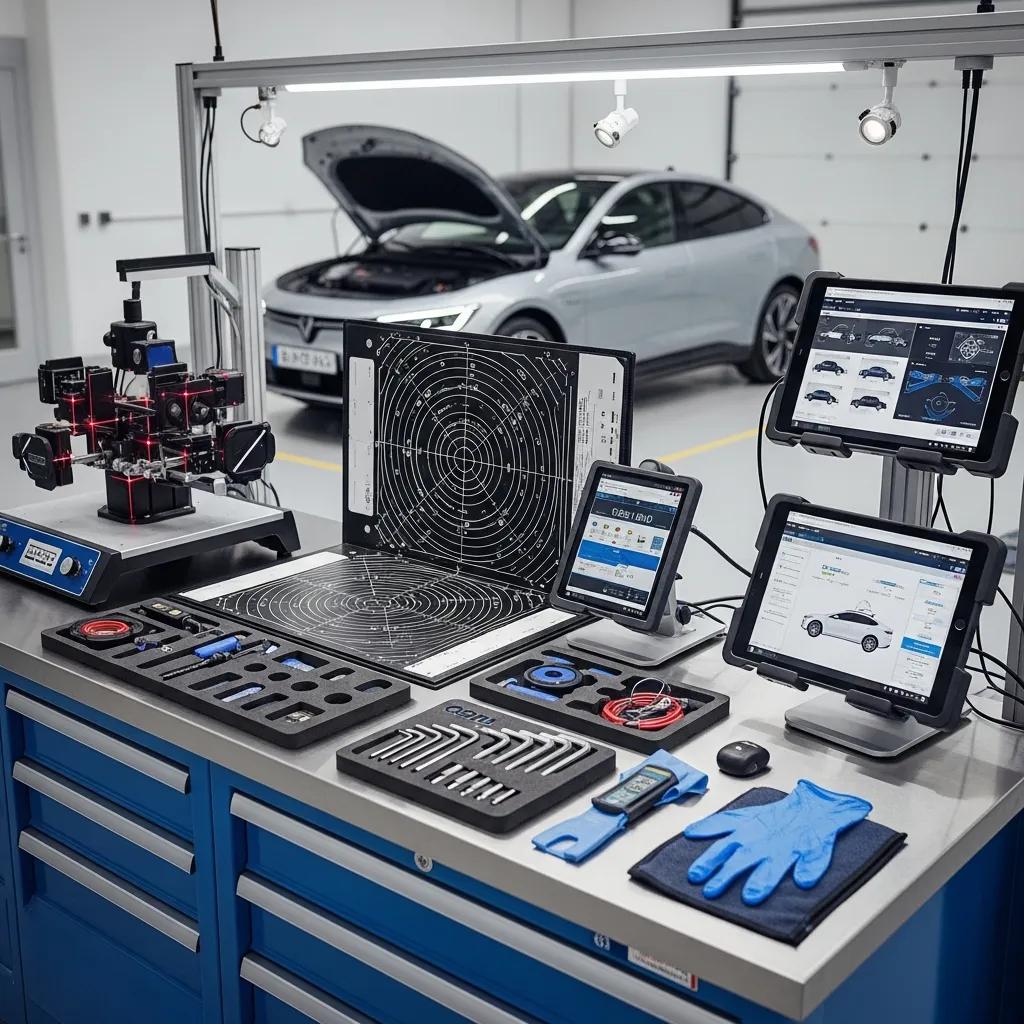Diagnostic equipment used for ADAS calibration on electric vehicles