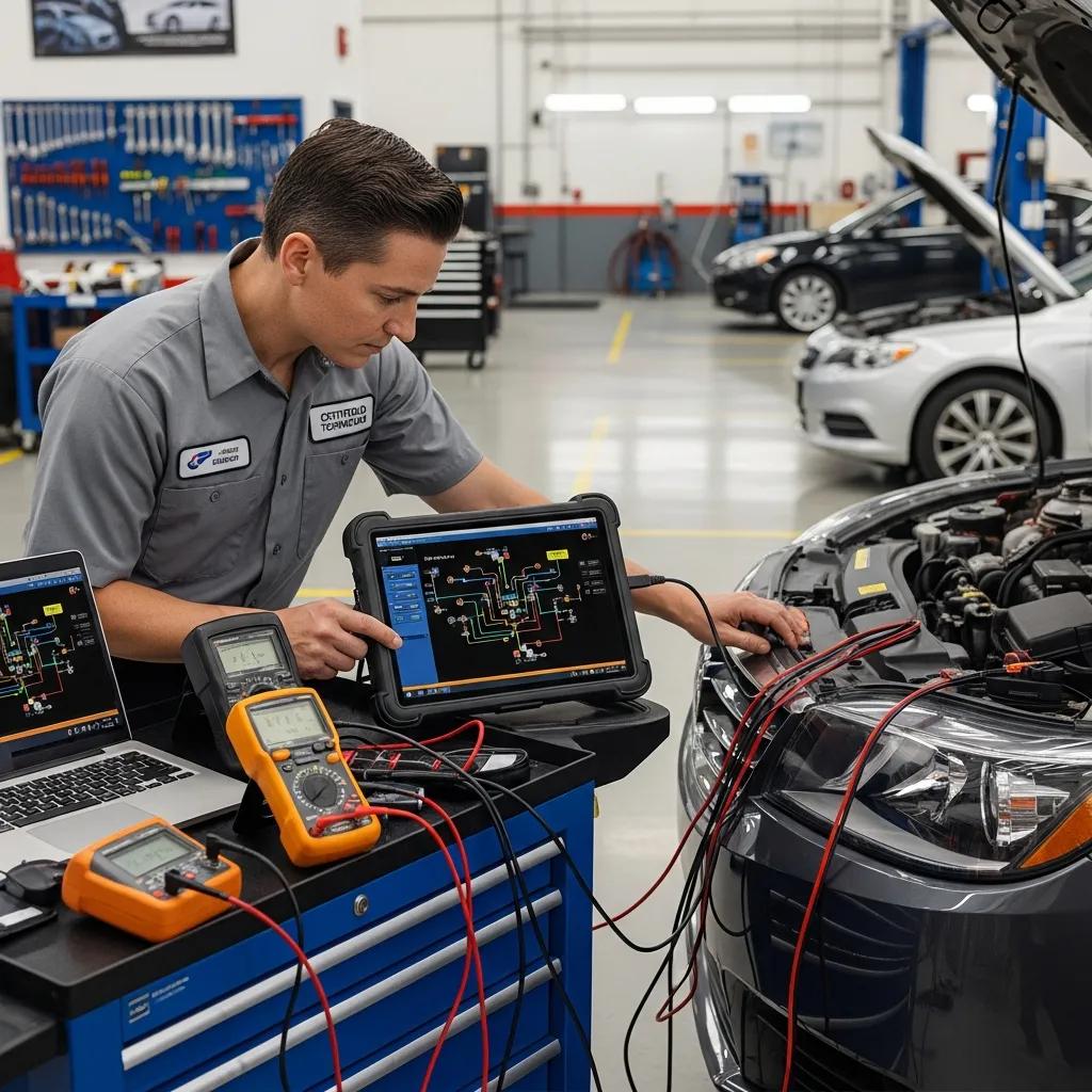 Customer reviewing an auto repair estimate with a friendly shop representative