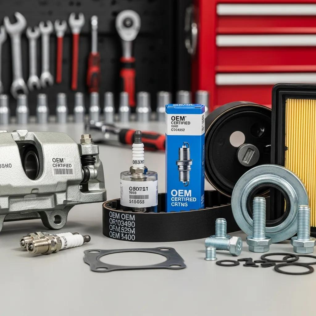 Close-up of OEM certified auto parts emphasizing quality and safety