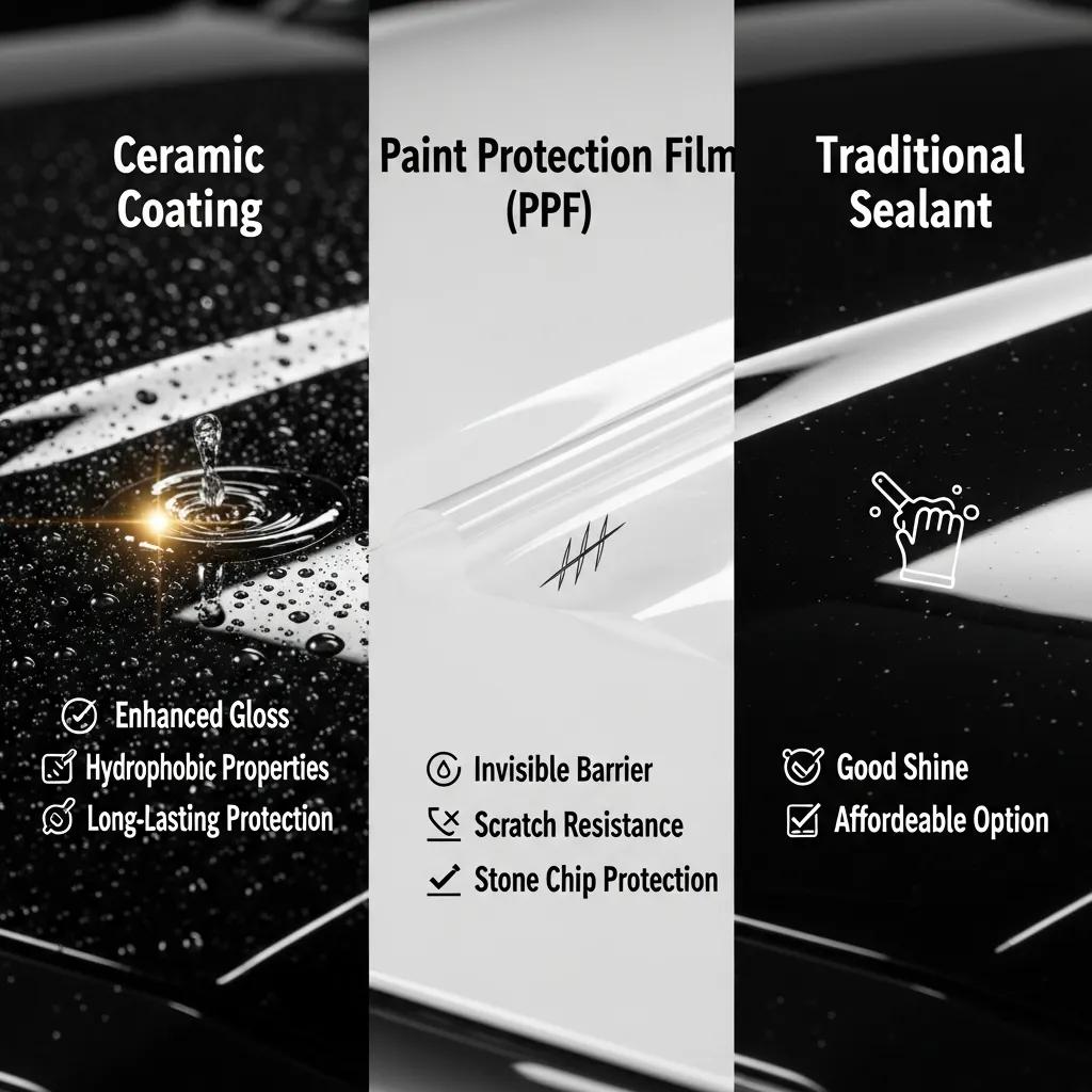 Comparison of paint protection options: ceramic coating and paint protection film
