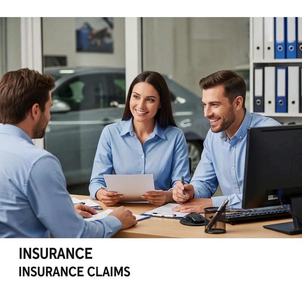 Customer and shop representative reviewing an insurance estimate together