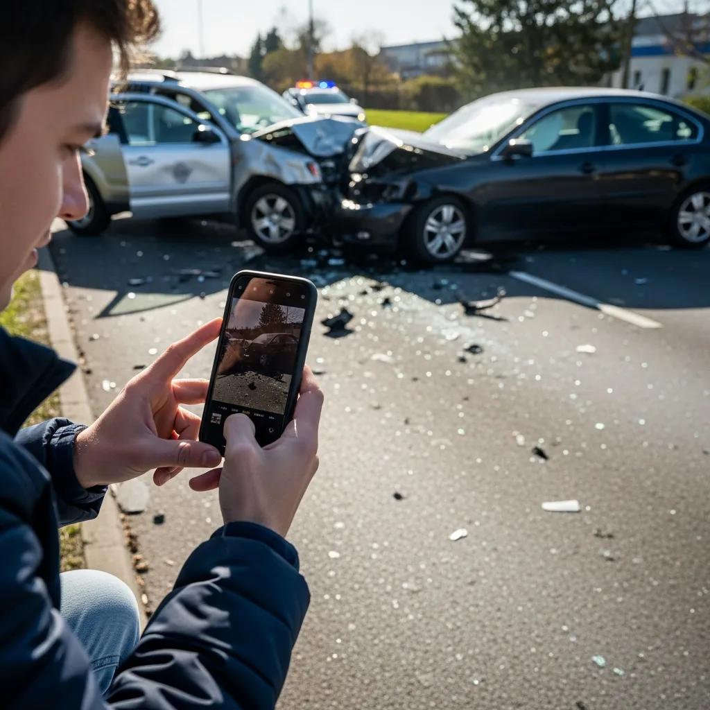 Using a smartphone to document a car accident scene &mdash; capture photos and details