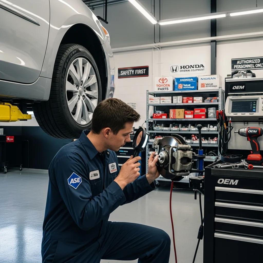 Technician performing OEM certified repairs in an auto repair shop