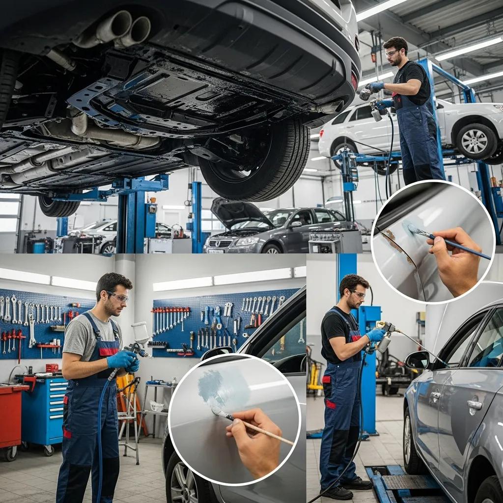 Technician applying undercoating and cavity treatment to a vehicle