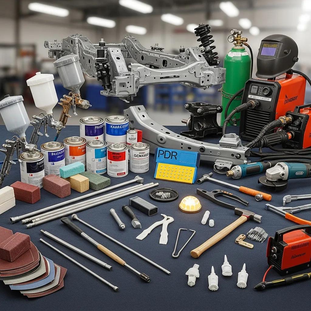 Examples of paint refinishing, dent repair, and panel replacement services