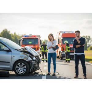 Car accident scene emphasizing the importance of managing car insurance rates after a collision