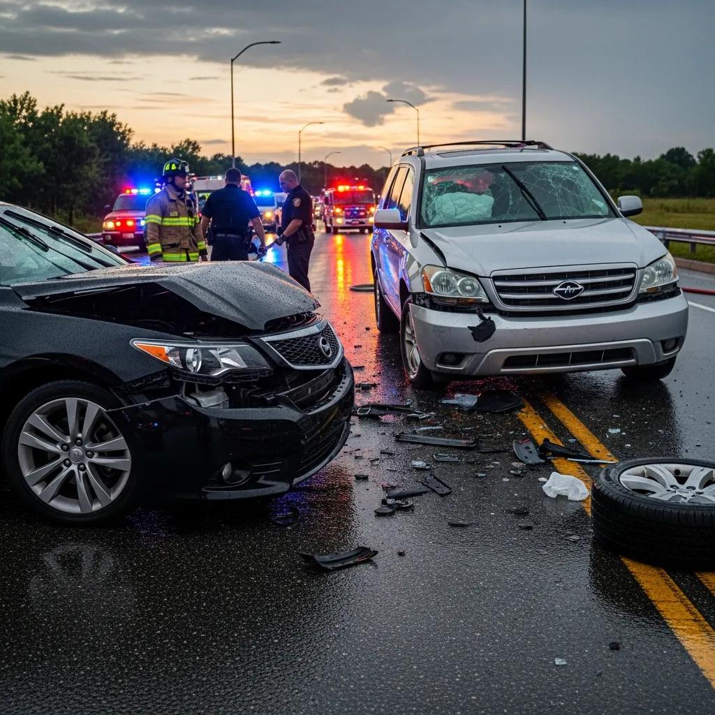 Vehicle at an accident scene to illustrate crash-related damage covered by collision insurance