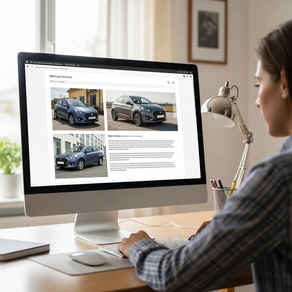Person creating a car listing on a laptop at home