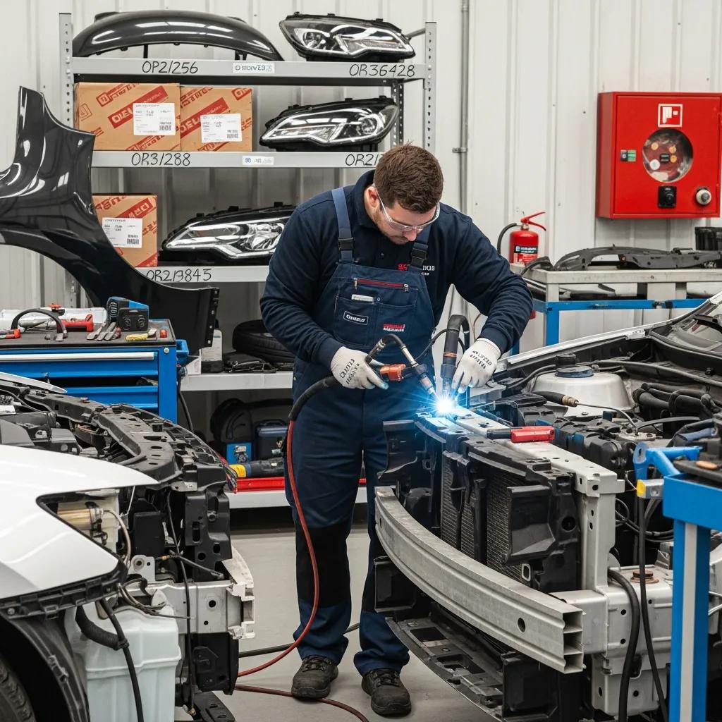 Technician performing OEM-compliant repairs using specialized tools